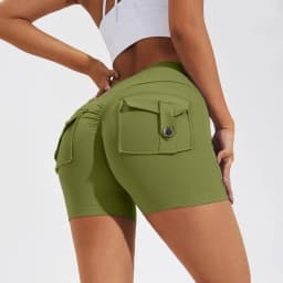 Women Sport With Pocket Buttocks Fitness Workout High Waist Tights Leggings Quick Dry Cycling Shorts Gym Running Clothing🩳👍️