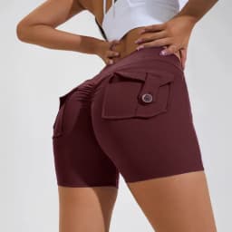 Women Sport With Pocket Buttocks Fitness Workout High Waist Tights Leggings Quick Dry Cycling Shorts Gym Running Clothing🩳👍️