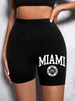 Fashion Womans Leggings Short Miami Holiday City Letter Printing Sports Shorts Soft Comfortable High Elastic Female Streetwear