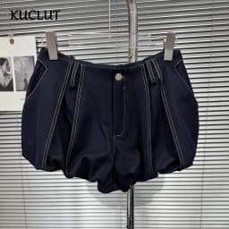 KUCLUT 2026 Autumn New Fashion Niche Design Versatile Solid Color Shorts For Women Casual Lined Design Hot Pants Female 1A4411
