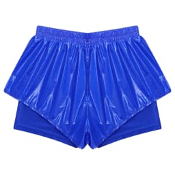 Womens Waterproof Booty Shorts High Waist Loose Rave Festival Clubwear Bottoms Waterproof Glossy Double Layer Swimming Shorts