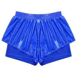 Womens Waterproof Booty Shorts High Waist Loose Rave Festival Clubwear Bottoms Waterproof Glossy Double Layer Swimming Shorts