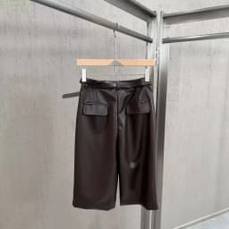 High Street Shorts Autumn Women's Ins Style Paired with Belt Design Slimming Straight Leg PU Leather Pants Retro and Casual