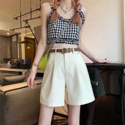 2025 Women's Summer Shorts Pants Casual Loose Wide Leg Shorts Solid Matching Female's Short Trousers Elegant Office Lady Shorts