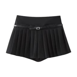 Willshela Women Fashion With Belt Solid Pleated Side Zipper Mini Skirts Shorts Vintage High Waist Female Chic Lady Shorts