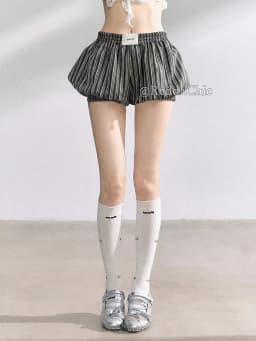 REDDACHiC Women Striped Bubble Shorts Trendy Vintage Elastic Waist Puffy Wide Leg Casual Bloomers Korean Cutecore Summer Clothes