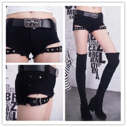2023 Summer Hot Girls Japanese Harajuku Punk Skull Low Waisted Lace-up White Thin Denim Shorts Goth Rock Sexy Women Shorts