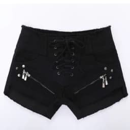 2023 Summer Hot Girls Japanese Harajuku Punk Skull Low Waisted Lace-up White Thin Denim Shorts Goth Rock Sexy Women Shorts