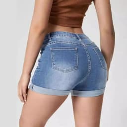 Hole Shorts Women Summer Jeans Stretch High Waist Skinny Pockets Distressed Washed Straight Denims Streetwear 2025 Short Pants
