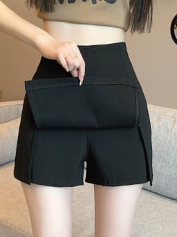 White High Waist Suit Short Skirt Women's Size Summer Slimming Design Anti-Light Split A-Line Half-length Skirt Pants