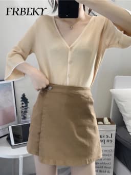 Summer Solid Color Shorts Korean Fashion High Waist Casual A-line Pants Skirt Loose Wide Leg Pants Shorts for Women Streetwear