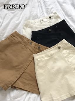 Summer Solid Color Shorts Korean Fashion High Waist Casual A-line Pants Skirt Loose Wide Leg Pants Shorts for Women Streetwear
