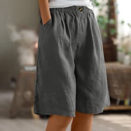 For Womens Leggings Cotton Linen Middle Pants Straight Fit Henley Recreational Anniversary Plain Modern/Fitted Crisscross Short