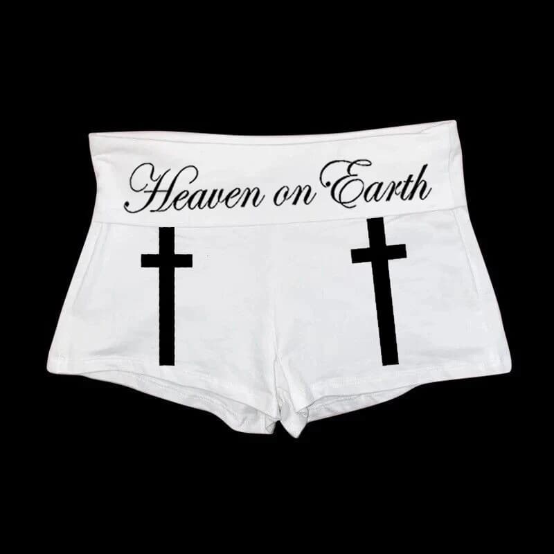 Punk Y2K Bottoms Vintage Women's Lace Printed Gothic Soft Sports Pants Summer Casual Sexy Streetwear Bow Emo Girls Tight Shorts