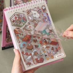 Kawaii 3D Cartoon Miniature Scene Sticker Book Collection DIY Scrapbooking Pocket House Stacking Game Stickers Children's Gifts