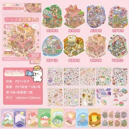 Kawaii 3D Cartoon Miniature Scene Sticker Book Collection DIY Scrapbooking Pocket House Stacking Game Stickers Children's Gifts