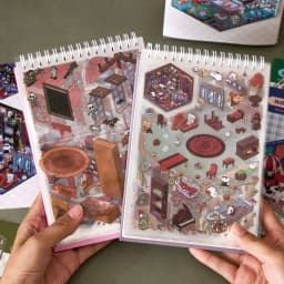 Kawaii 3D Cartoon Miniature Scene Sticker Book Collection DIY Scrapbooking Pocket House Stacking Game Stickers Children's Gifts