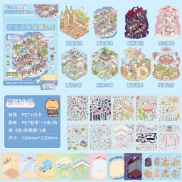 Kawaii 3D Cartoon Miniature Scene Sticker Book Collection DIY Scrapbooking Pocket House Stacking Game Stickers Children's Gifts