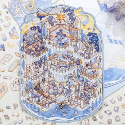 20 pcs Super Large Miniature Scene Sticker Book 3D Cute Three-dimensional House DIY CStudents Educational Fun Sence Sticker