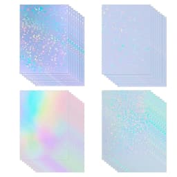 50pcs Holographic Sticker Paper 2.9 X 4.1 Inch Clear Vinyl Self-Adhesive Waterproof Transparent Cold Laminating Film for Crafts