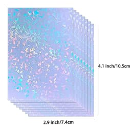 50pcs Holographic Sticker Paper 2.9 X 4.1 Inch Clear Vinyl Self-Adhesive Waterproof Transparent Cold Laminating Film for Crafts