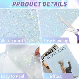 50pcs Holographic Sticker Paper 2.9 X 4.1 Inch Clear Vinyl Self-Adhesive Waterproof Transparent Cold Laminating Film for Crafts