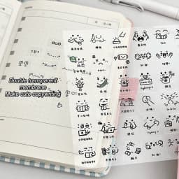 Steve Random 2pcs Cute PET Transparent Emoticon Stickers Journal Decorative Stickers