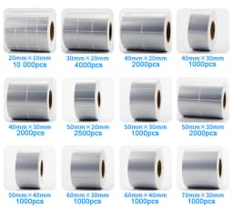 Matte Silver PET Barcode Label 100 90 80 70 60 40 50 30 20 Transfer Ribbon Printer Sticker