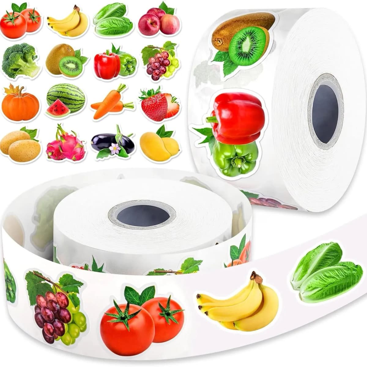 500 Pcs / roll 2.5cm Fruits and Vegetables Shaped Waterproof Sticker Sealing Sticker Decorative Sticker Label