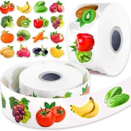 500 Pcs / roll 2.5cm Fruits and Vegetables Shaped Waterproof Sticker Sealing Sticker Decorative Sticker Label