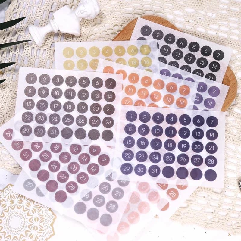 Fromthenon Round Number Sticker 365 Daily Days Stickers for 2024 Full Year Diary Journal Supplies Planner Decorative Stationery