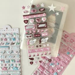 WAKAWAKA Cute Deco Stickers for Scrapbooking Keluli Moment Pink Wing Star Decorative Stickers Diy Phone Luggage Laptop