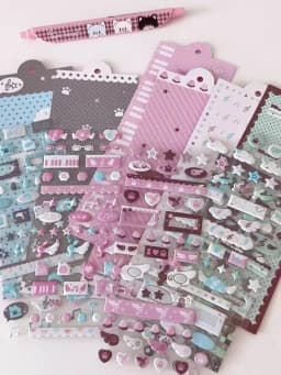 WAKAWAKA Cute Deco Stickers for Scrapbooking Keluli Moment Pink Wing Star Decorative Stickers Diy Phone Luggage Laptop
