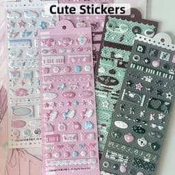 WAKAWAKA Cute Deco Stickers for Scrapbooking Keluli Moment Pink Wing Star Decorative Stickers Diy Phone Luggage Laptop