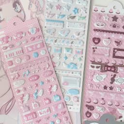 WAKAWAKA Cute Deco Stickers for Scrapbooking Keluli Moment Pink Wing Star Decorative Stickers Diy Phone Luggage Laptop
