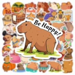 10/30/50PCS Cute Capybara PVC Sticker Aesthetic Decoration Scrapbooking Sketchbook Korean Stationery School Supplies