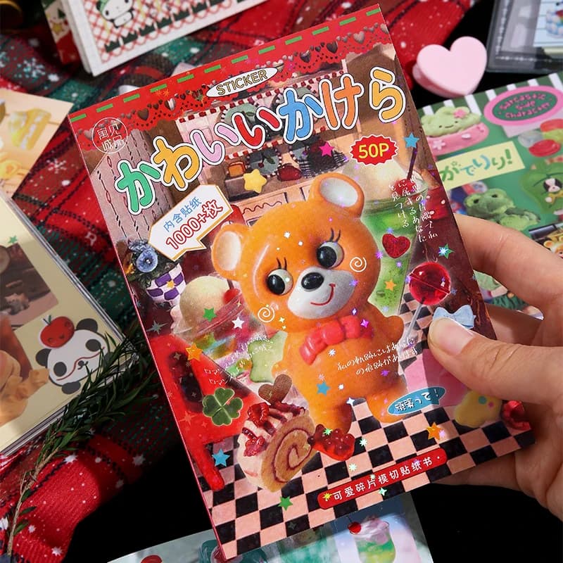 50 Sheets PET Die cut Stickers book Retro Cartoon Decorative handmade Scrapbooking Material Diary Japanese Stationery Supplies