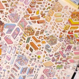 Mr.Paper 3D Miniature Diorama Sticker Book Cute Town DIY Scenery Decor for Journal Scrapbooking Craft Pop Up House Stickers