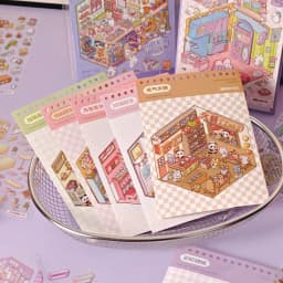 Mr.Paper 3D Miniature Diorama Sticker Book Cute Town DIY Scenery Decor for Journal Scrapbooking Craft Pop Up House Stickers