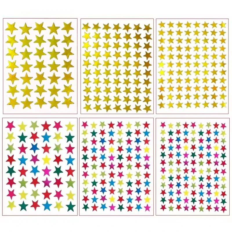 10 Sheets/Pack Of Children'S Gold-Plated Award Glitter Stickers Mother Teacher Praise Label Award Five-Pointed Star Love Sticker