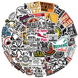 50PCS Diesel Mechanic Stickers Photocard Gift Art Picture Cartoon Laptop Luggage Skateboard Community Decoration Reward Sticker