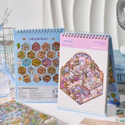 Mr.Paper 1Sticker Book+1Tweezers Set Miniature Business Town Diorama 3D Decal for DIY Scene Craft Micro Landscape Puzzle Sticker