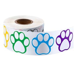 50-500pcs Dog Cat Bear Paw Labels Stickers 1inch Colorful Paw Print Stickers For Laptop Reward Sticker Stationery For Student