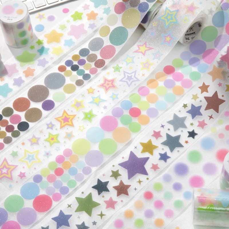 Journal GO 5x200cm Star Cloud Tape Stickers for Scrapbooking Collage Junk Journal DIY Craft Decor Masking Tape Stationery
