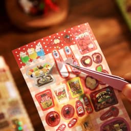 30sheets Kawaii Japanese Showa style cuisine glitter film die-cutting sticker book DIY handmade scrapbook aesthetic stationery