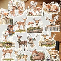 20pcs Cute Retro Forest Elk, Sika Deer Stickers DIY Scrapbook Diary Decoration Album Style Stationery Vintage Journal Supplies