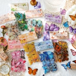40 Pcs Colorful Butterflies PVC Stickers Kawaii Korean Stationery Collection for Diary Scrapbooking Label Decoration