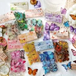 40 Pcs Colorful Butterflies PVC Stickers Kawaii Korean Stationery Collection for Diary Scrapbooking Label Decoration