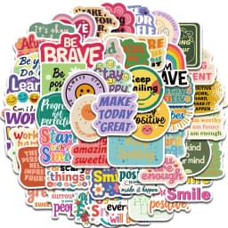 50PCS Positive Affirmation Stickers Kawaii Harajuku Skateboard Graffiti Decals Luggage Suitcase Bike Gift Phone Bike Sticker