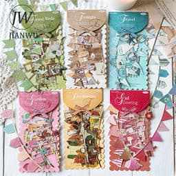 JIANWU Handmade Party Series Vintage Festival Hollow Landscape Material Collage Scrapbook Sticker Creative Journal Stationery